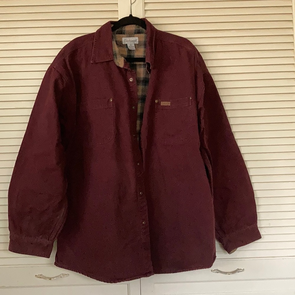 Carhartt maroon button down jacket